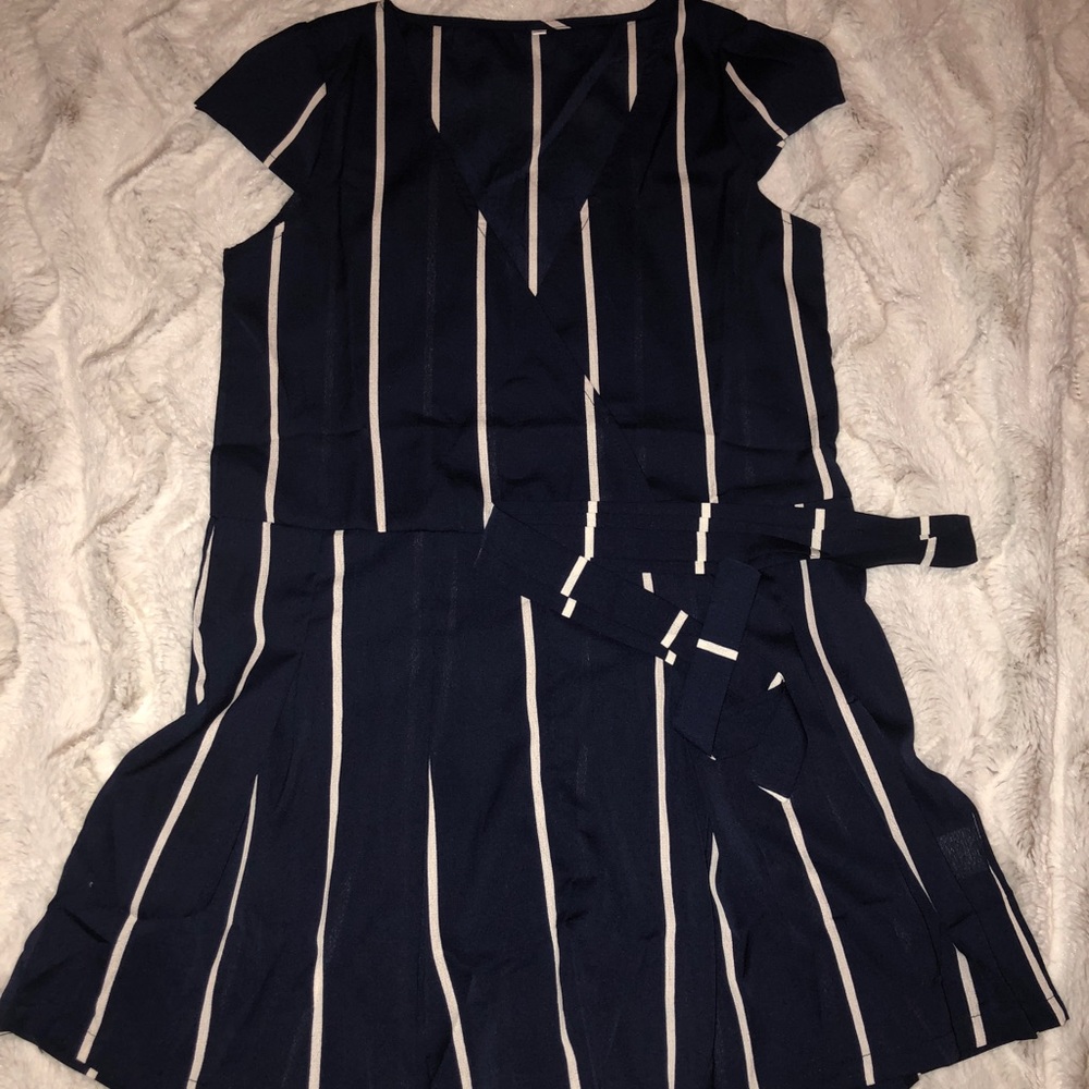 Navy striped romper